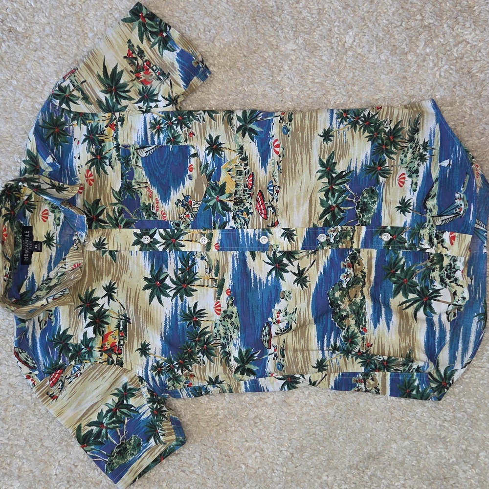 J. Crew Mercantile Flex Tropical Blue Hawaiian Shirt, Men's Size XS